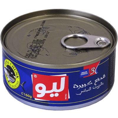 تونا قطع كبيرة بالزيت النباتي ليو 160غ