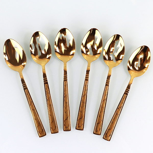 Spoon Set Large Gold 8 Pcs | طقم ملاعق ذهبي كبير 6 ملاعق