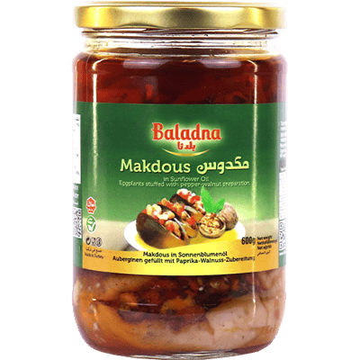 Makdous Gevulde Aubergine Baladna 600g Makdous Gevulde Aubergine Baladna 600g