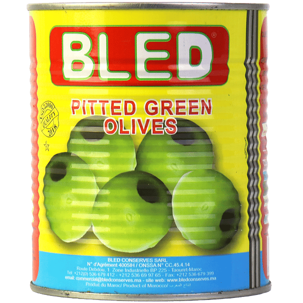 Green Olives Without Pit Bled 800g | زيتون اخضر بدون بزر بلاد 800غ