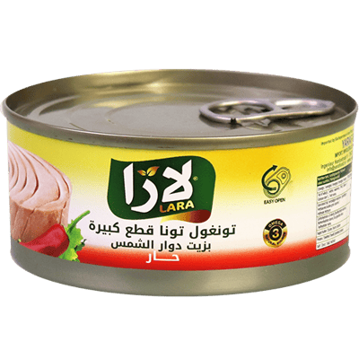 تونا حار بالزيت النباتي لارا 160غ