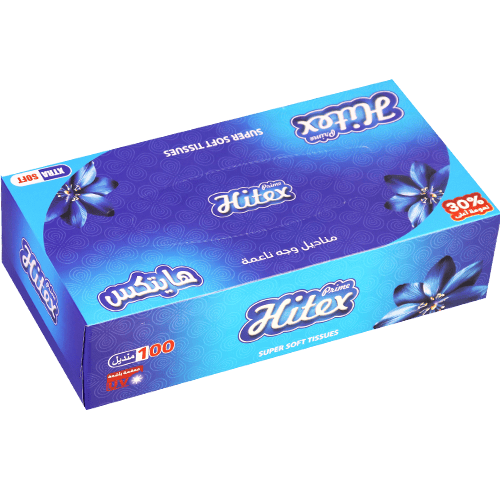 Super Soft Tissues Hitex 100pcs | مناديل وجه ناعمة هايتكس 100 قطعة