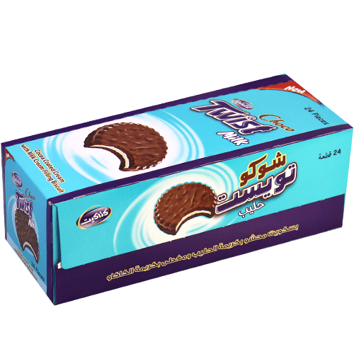 Choco Milk Biscuit Twist 24pcs | شوكو تويست بحشوة الحليب 24 قطعه