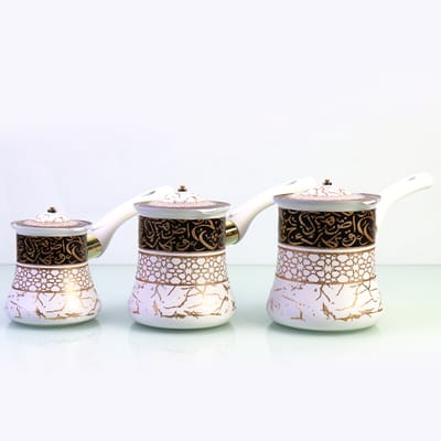 طقم ركاوي قهوة فاخر ابيض 3 قطع