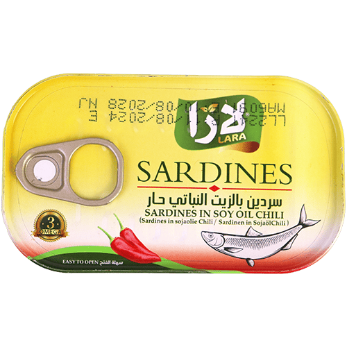 سردين حار بزيت الصويا لارا 125غ