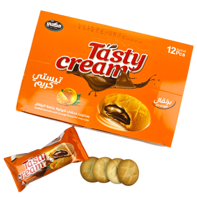 بسكويت محشي شوكولا بنكهة البرتقال تيستي كريم 12قطعة