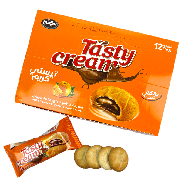 Tasty Cream Stuffed Biscuits Orange Chocolate Makki 12pcs | بسكويت محشي شوكولا بنكهة البرتقال تيستي كريم 12قطعة