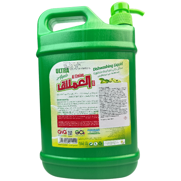 EmlaQ Apple Dishwashing Liquid Ultra 1800ml | سائل جلي مركز تفاح العملاق 1800مل