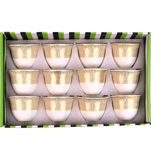 Golden Coffee Cup Set Jahua 12pcs | طقم فناجين قهوة مرة مذهب 12 فنجان