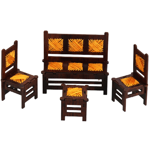 Mini Wooden Sofa Set 4pcs | طقم كنبايات خشبي مصغر 4 قطع