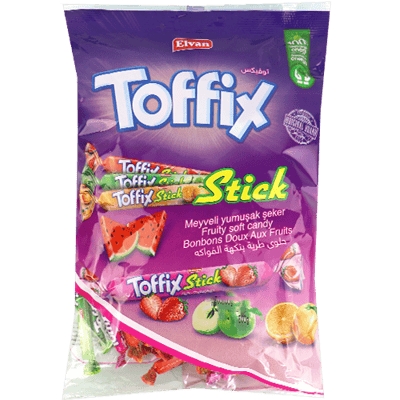 Toffix Stick Fruit Mix Soft Candy Elvan 800g | حلوى توفيكس ستيك مشكلة بالفواكه إلفان 800غ