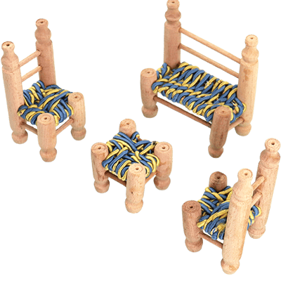Mini Traditional Seating Set Handmade 4pcs | مجسم طقم مقاعد شعبية يدوي 4 قطع
