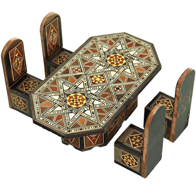 Mini Damascene Mosaic Table Set 5pcs | مجسم طقم طاولة وكراسي موزاييك دمشقي 5 قطع