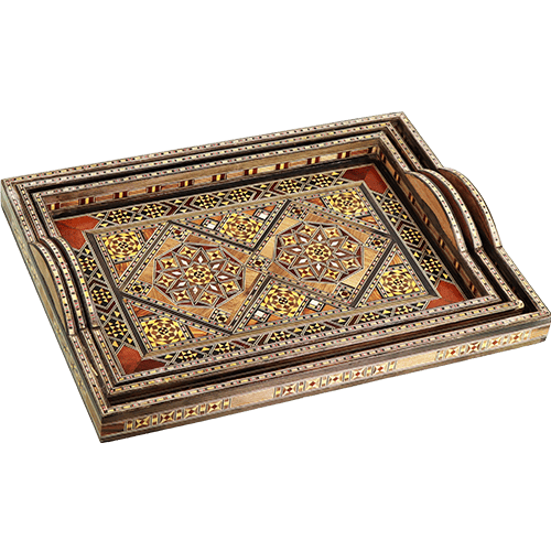 Damascene Houten Serveerschalen Set 3‑delig