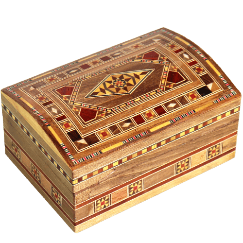 Mosaic Wooden Box 14x15x7 cm | علبة موزاييك خشب 14×15×7 سم
