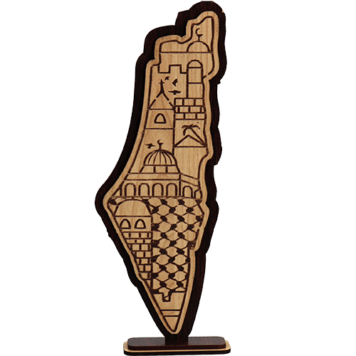 Wooden Palestine Map Stand 19cm | ستاند خشبي خريطة فلسطين 19 سم