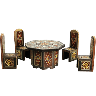 طاولة مصغرة مع 4 كراسي موزاييك 12.5 سم
