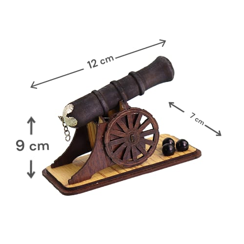 Houten antieke kanon figuur | houten oud kanon