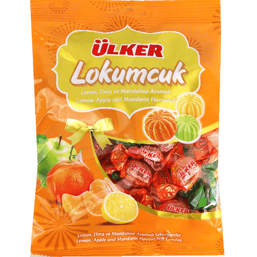 Lokumcuk zachte snoepjes citroen, appel & mandarijn Ülker 225 g