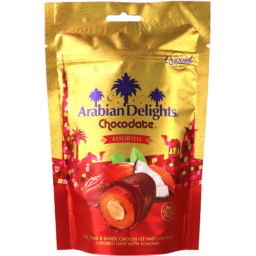 تمر محشي لوز مغطى بشوكولاتة مشكلة أرابيان ديلايتس 100غ