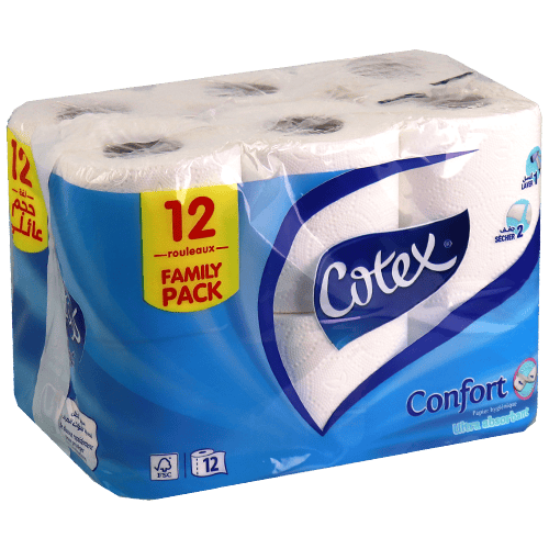 Cotex Comfort Toilet Paper 12 Rolls | ورق تواليت كوتكس كومفورت 12 رول