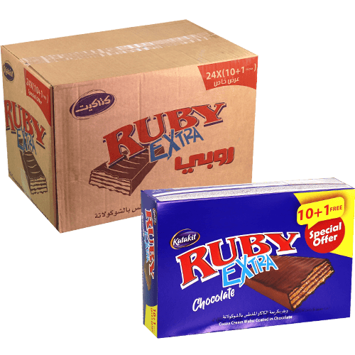 Box Of 24 Ruby Extra Chocolate Wafer Katakit 11 Pcs