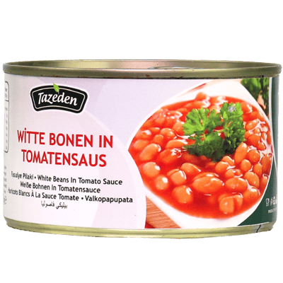 Tazideen White Beans in Tomato Sauce 400g | الفاصولياء البيضاء بصلصة الطماطم تازيدين 400غ