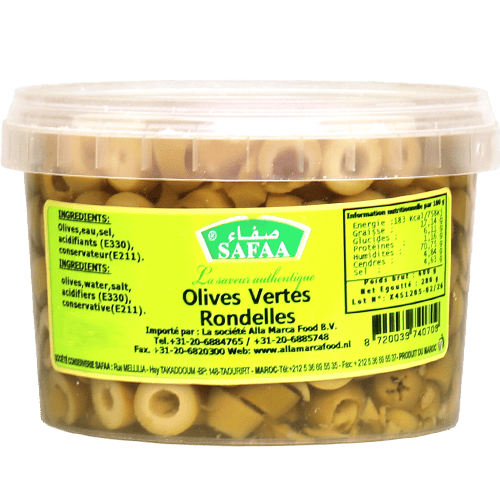 Groene Olijven Plakjes Safaa 600g