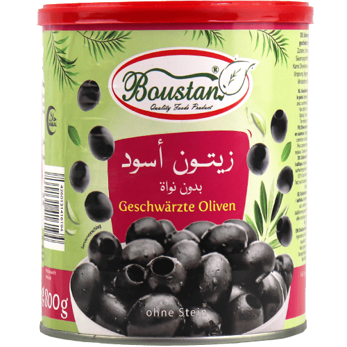 Boustan Zwarte Olijven Zonder Pit 800g