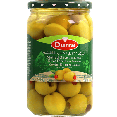 Gevulde Groene Olijven met Paprika Durra 700g