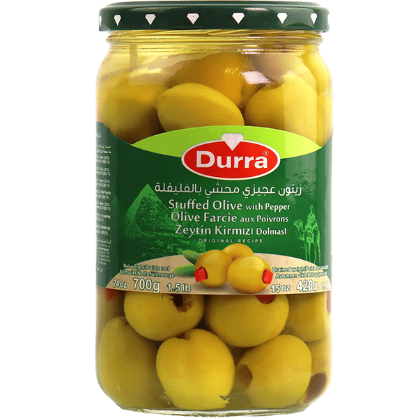 Gevulde Groene Olijven met Paprika Durra 700g