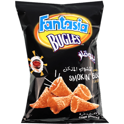 Smokin BBQ Bugles Corn Snacks Fantasia 90g | قراقيش ذرة بيوقلز بطعم المشوي المدخن فانتازيا 90غ
