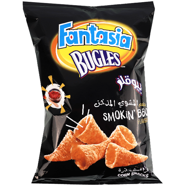 Smokin BBQ Bugles Corn Snacks Fantasia 90g | قراقيش ذرة بيوقلز بطعم المشوي المدخن فانتازيا 90غ